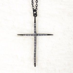 Cubic Zirconia Black Cross Necklace